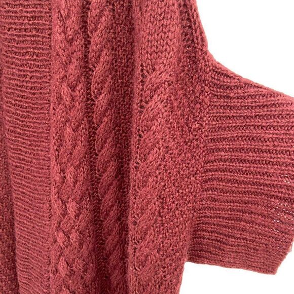 Ann Taylor Wool Blend Short Sleeve Cable Knit Cardigan Burgundy Medium - Picture 5 of 8